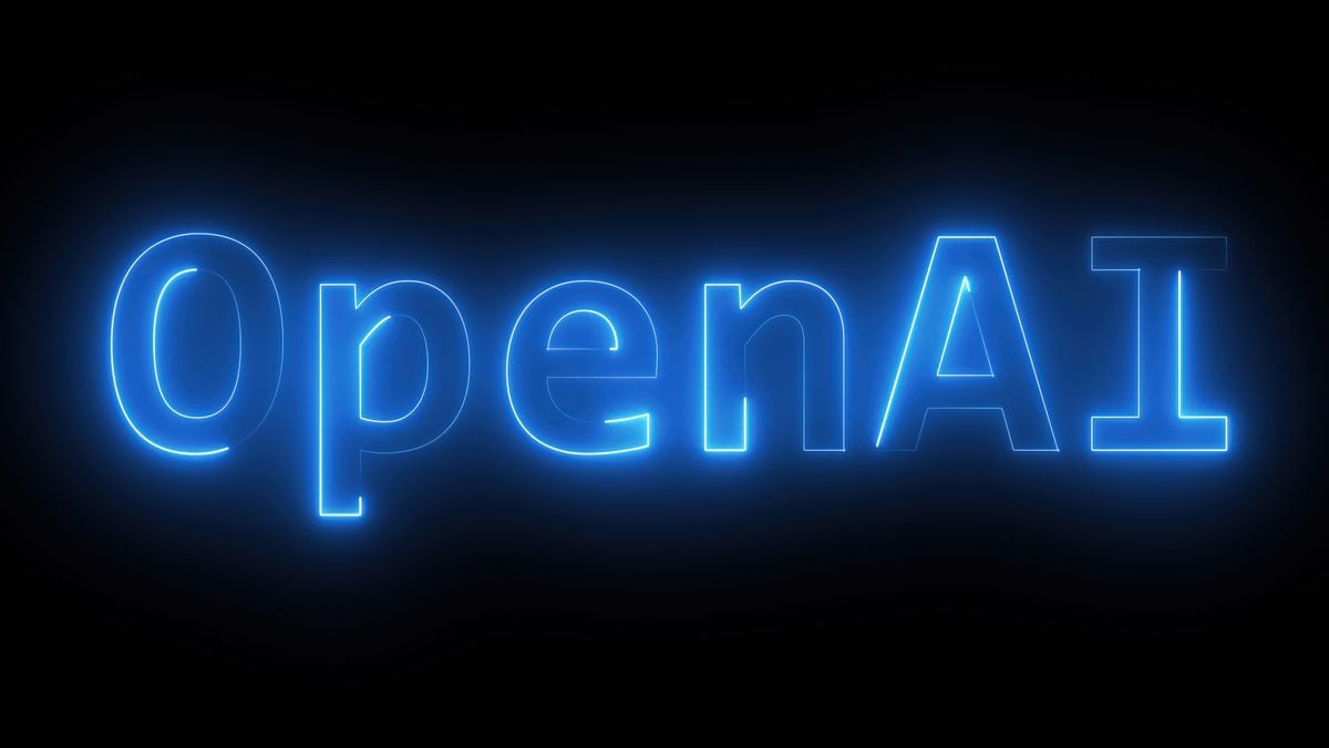 OpenAI spelled out in computer-generated Neon text